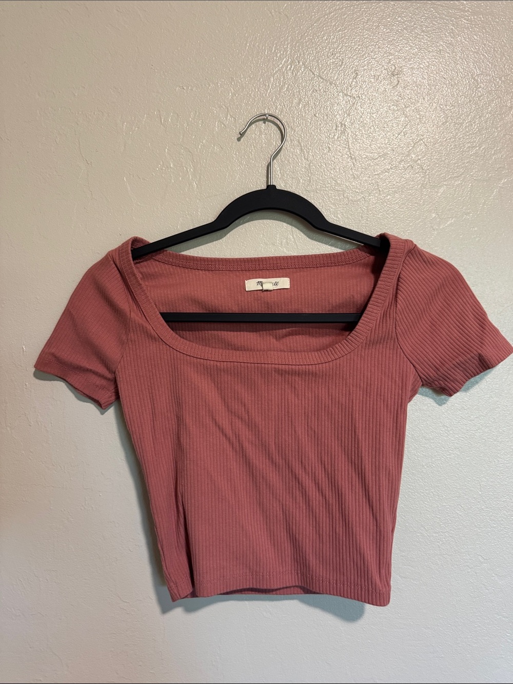 Madewell Ribbed Square-Neck Crop Top - Dusty Rose